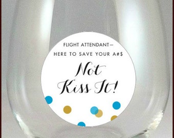 Flight Attendant Glass Decals, Stewardess Glass Tags - 8 pack, Glass Not included