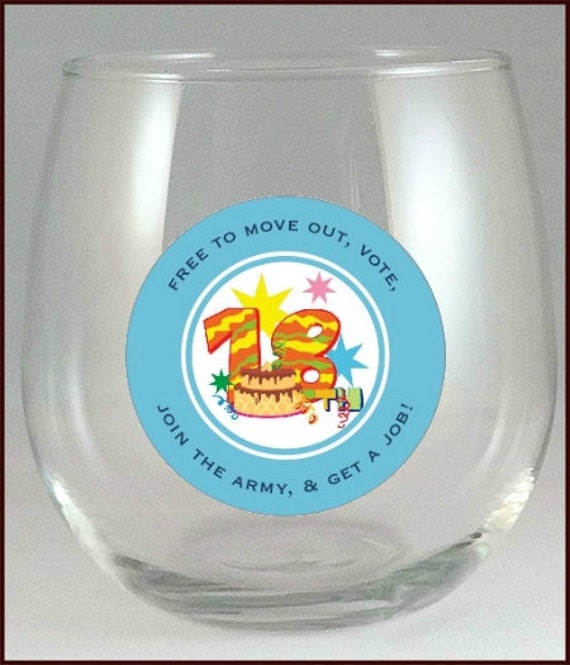 18th Birthday Party Glass Decals,  10 Pack - Glass Not Included