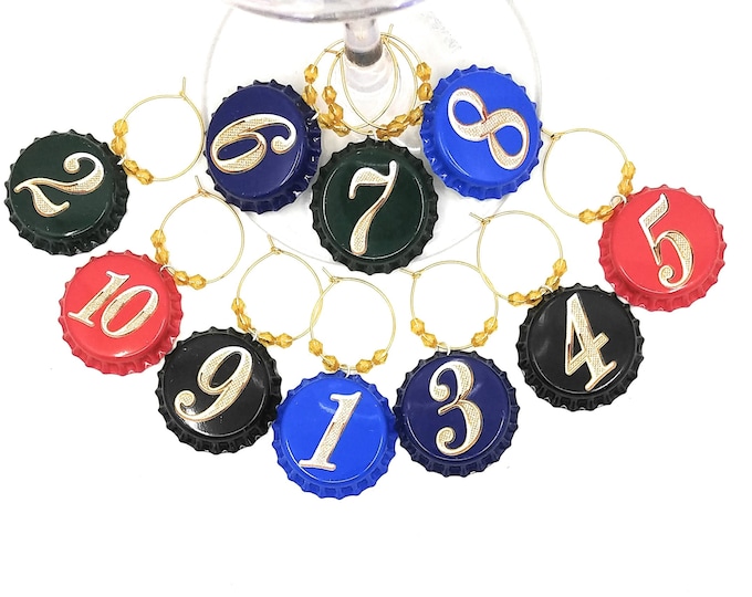 Number Wine Charms - 10 Per Set