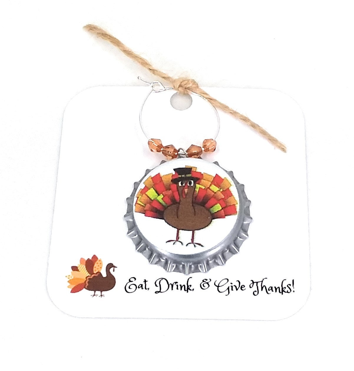 Thanksgiving Bottle Cap Wine Charms Oh My Gourd! 12 charms/set