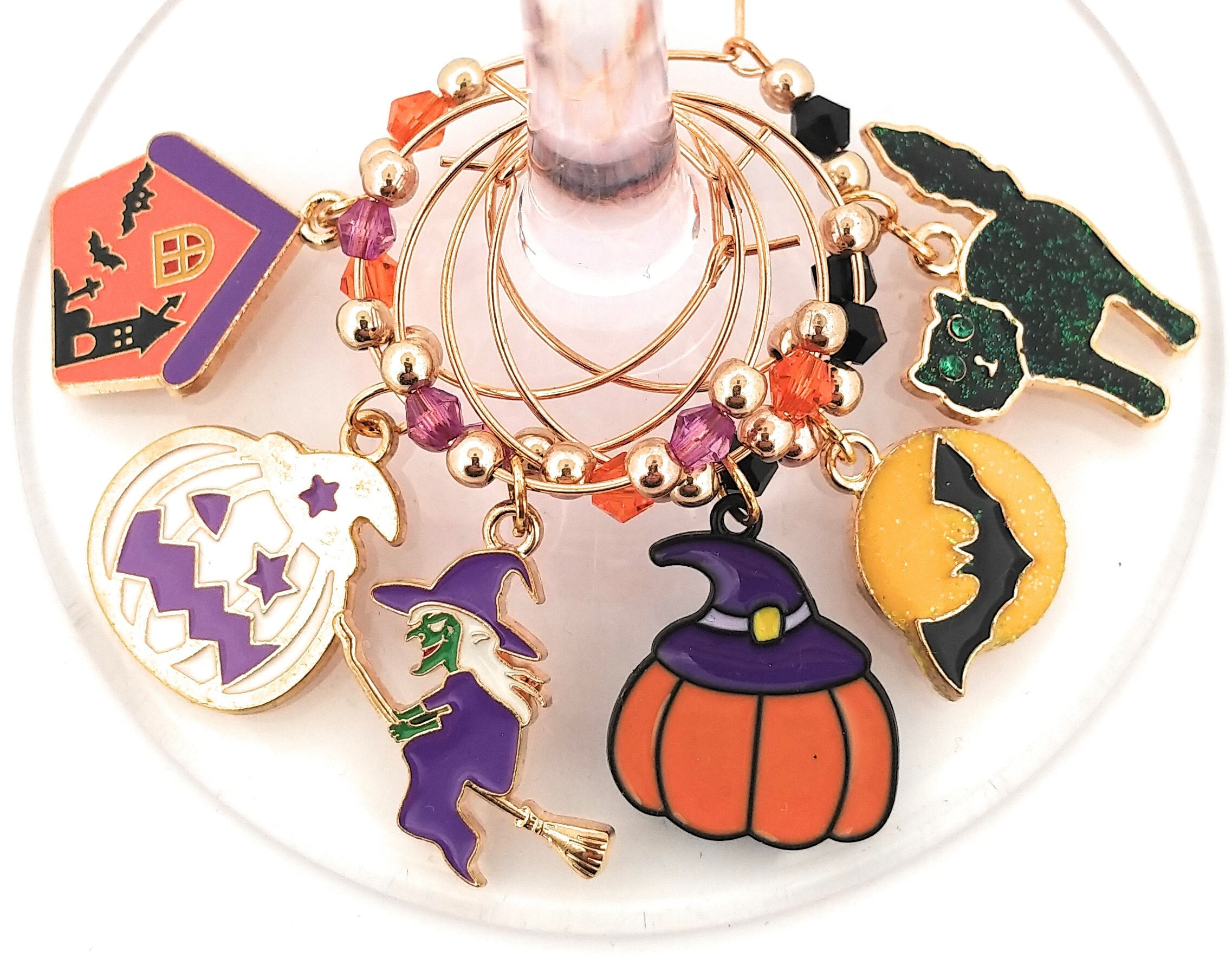 Halloween Wine Charms - Witch Wine Charms - 6/pack