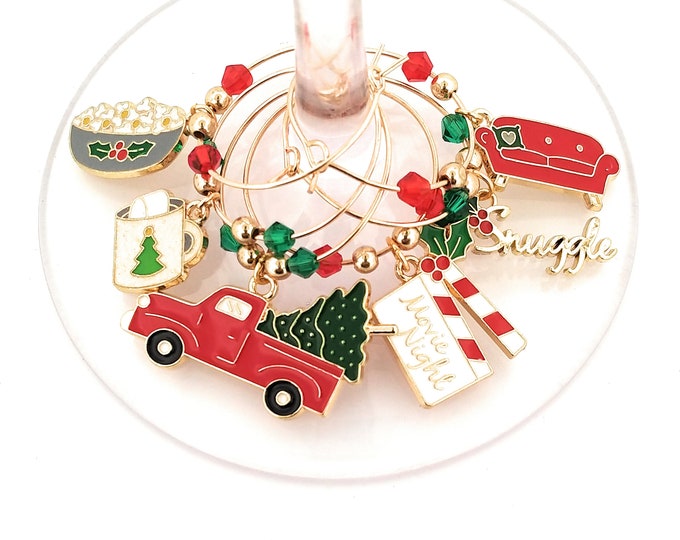 Christmas Wine Charms - Movie Night - 6/Pack