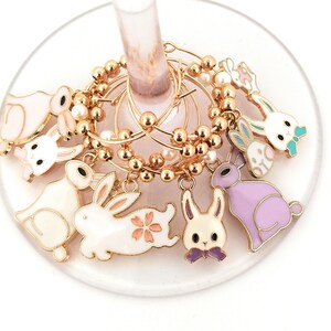 Osterwein Charms, Osterhase Wein Charms, Oster Geschenke, Glas Tags, Glas Marker, Glas Etiketten, 8er Pack