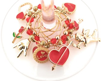 Valentine's Day Gift Wine Charms - Cupids Arrow Will Include Gift Bag 8/pack