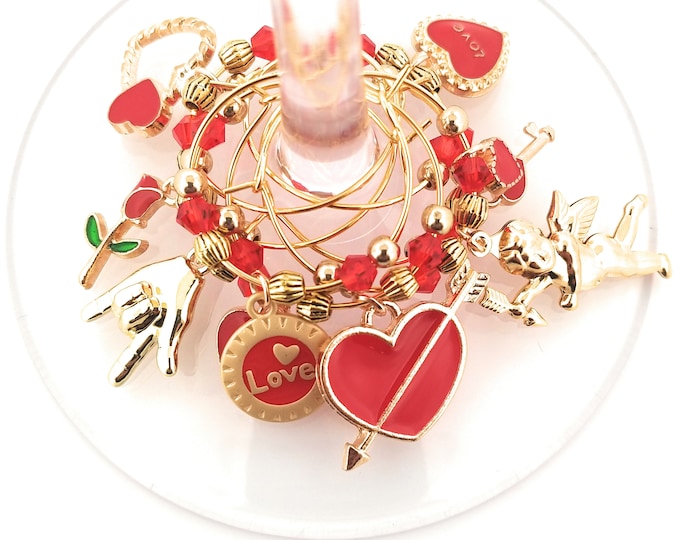 Valentine's Day Gift Wine Charms - Cupids Arrow Will Include Gift Bag 8/pack