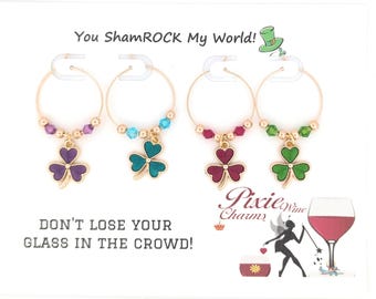 St. Patrick's Day Wine Charms - You ShamROCK My World - 4/pack