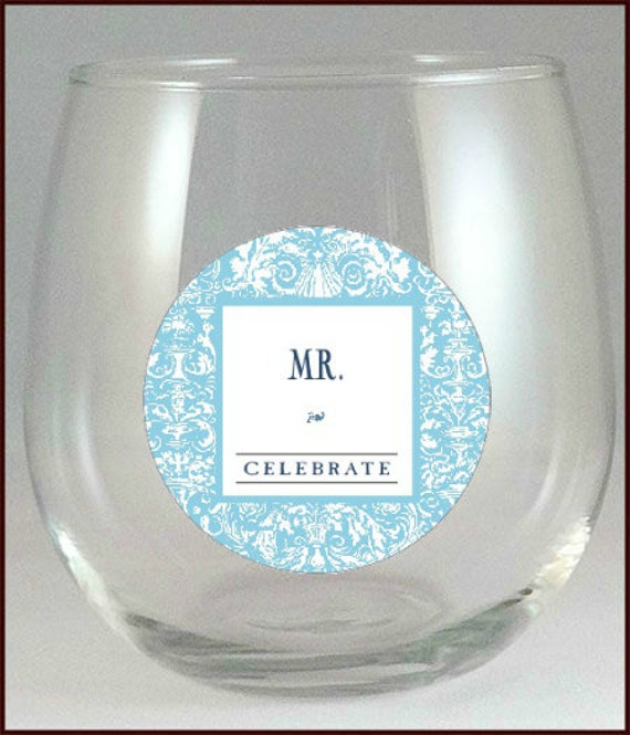 Mr. And Mrs. Glass Decals - Light Blue, Glass Not included - 2 pack