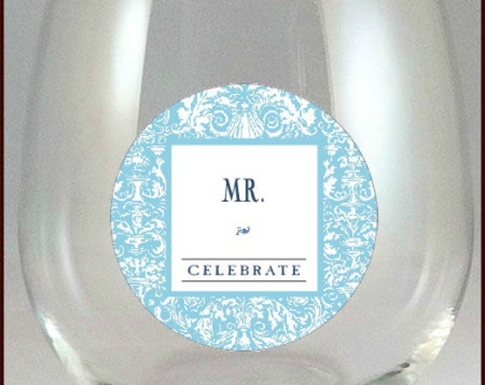 Mr. And Mrs. Glass Decals - Light Blue, Glass Not included - 2 pack