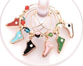 High Top Sneaker Wine Glass Charms - 6 per set