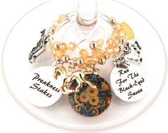 The Preakness Stakes Wine Charms - Run For The Black Eyed Susan - 6 pack - Glass Not included