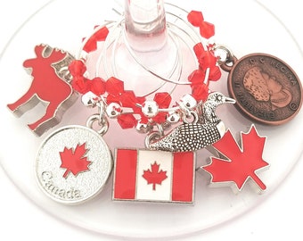 Canadian Wine Charms - Canada Flag - 6/pack