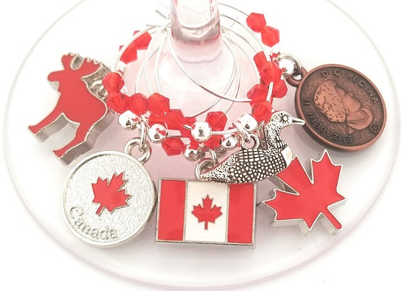 Canadian Wine Charms - Canada Flag - 6/pack