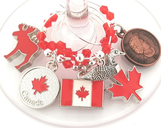 Canadian Wine Charms - Canada Flag - 6/pack