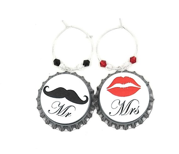 Mr. And Mrs. Kisses Wine Charms - Pack Of 2