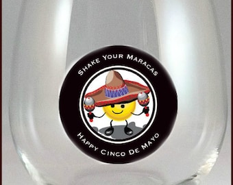 Cinco De Mayo Wine Glass Decals - 2 Inch Round - Reusable - Pack Of 6 - Glass Not Included