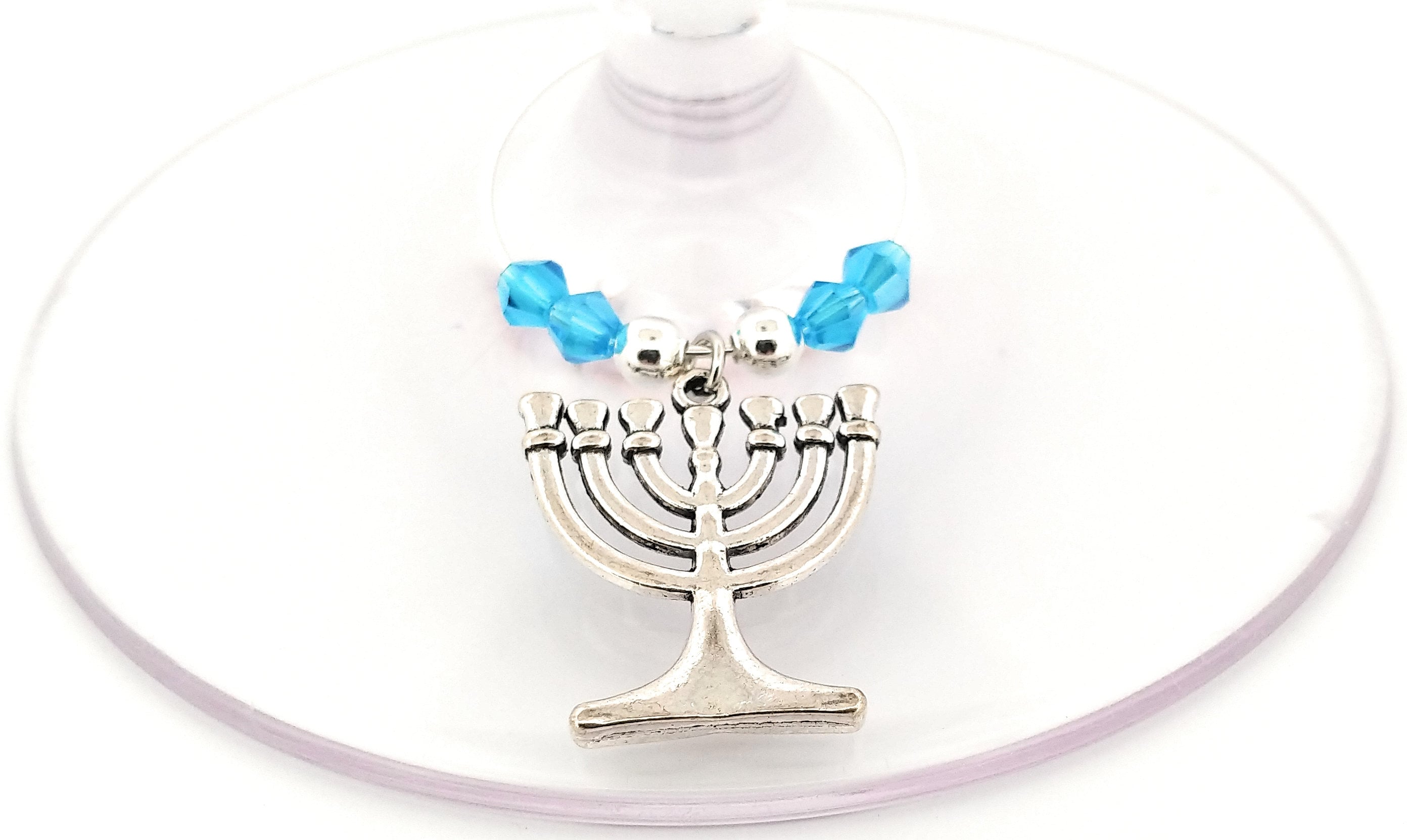 Hanukkah wine glass charms