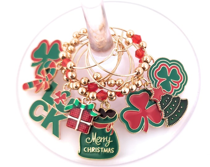 Irish Christmas Wine Glass Charms - 8 pack