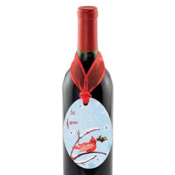 Wine Bottle Gift Tag - Winter Cardinal Gift Tag, Christmas Gift Tag, Sold Individually