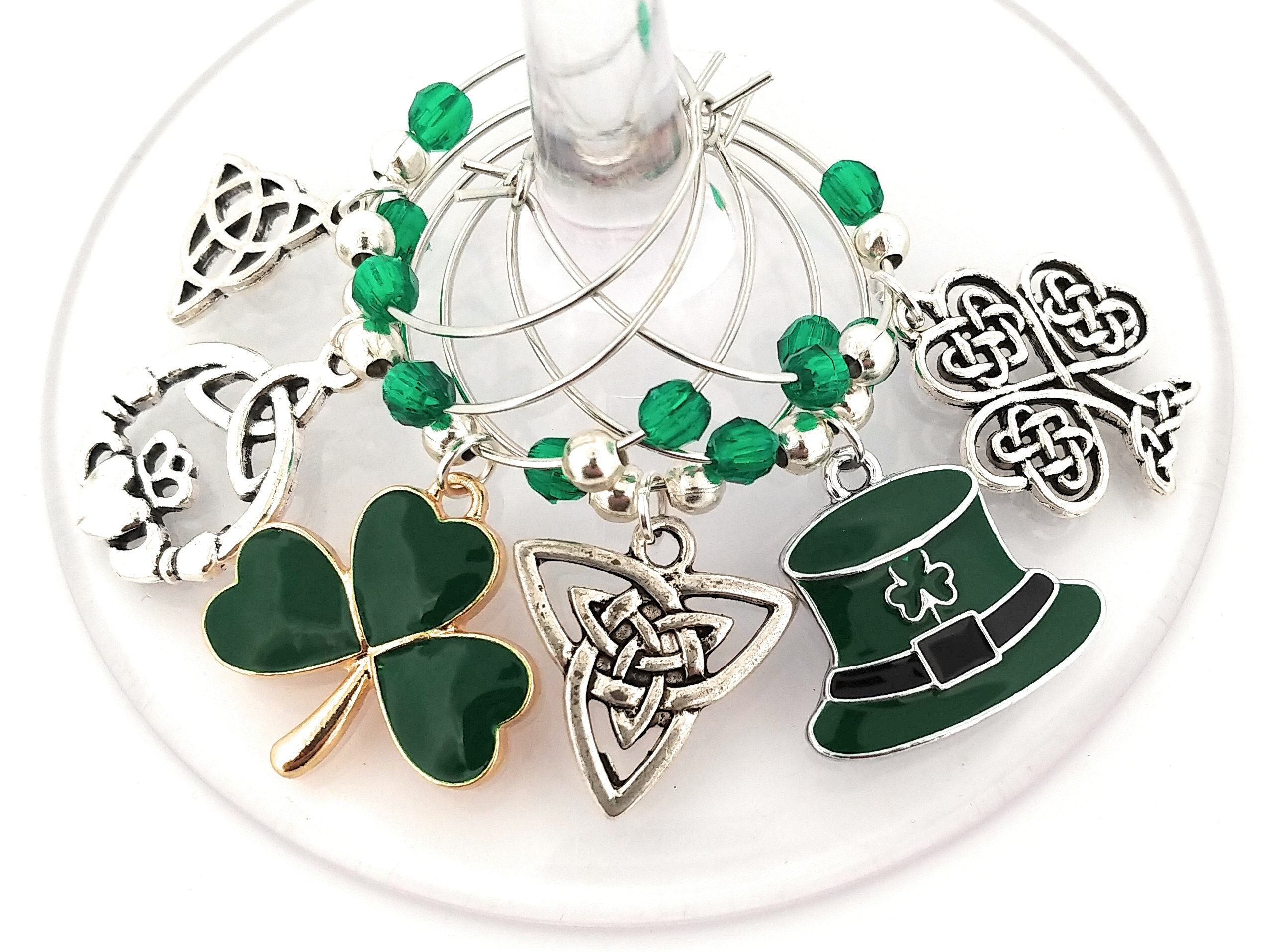 Irish Blessing Charm Set, Celtic Rose, Green St. Patrick's Bulk Charms Gold / 10 Sets (50 Charms)