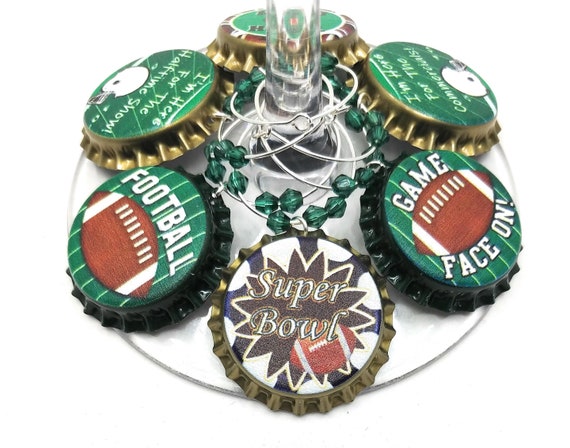 Super Bowl Wine Charms - Game Face On 9/Pack