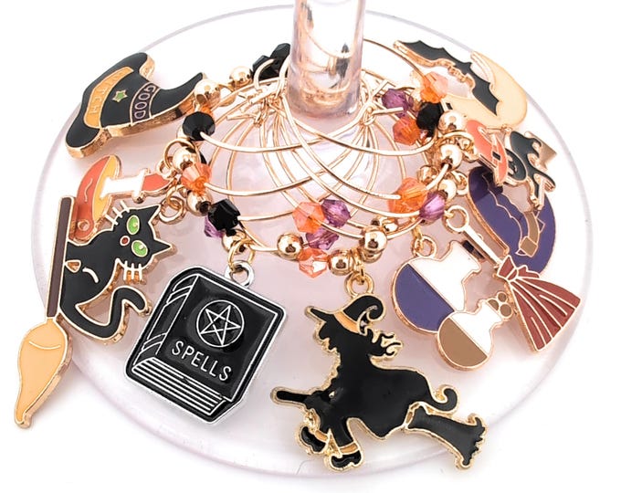 Halloween Wine Charms - Spooky Witch Wine Charms  - 10/pack