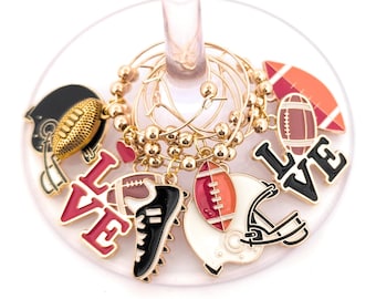 Football Wine Glass Charms – The Ultimate Super Bowl Party Accessory, Football Party Supplies, Football Gifts, Party Favors, 8 Wine Charms