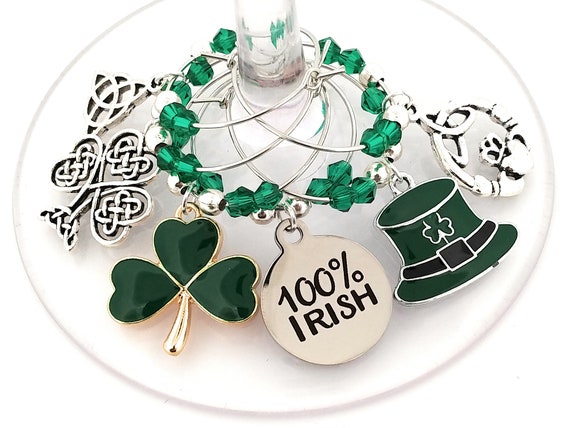 St. Patrick's Day Wine Charms - 100% Irish - 6/pack