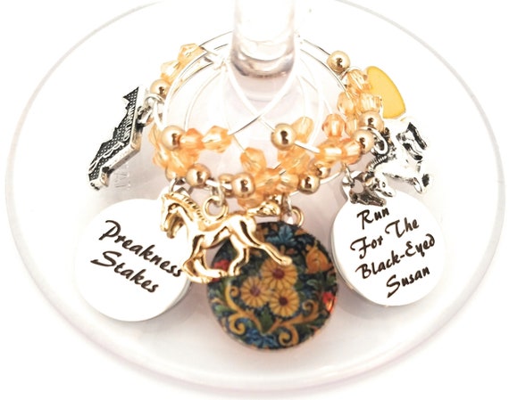 The Preakness Stakes Wine Charms - Run For The Black Eyed Susan - 6 pack - Glass Not included