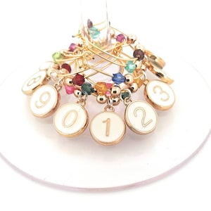 Nummer Wein Charms, Silvester Wein Charms, Einzigartige Weihnachten & Hostessen Geschenk, Nummerierte Glas Tags, Glas Marker, 10 Pro Set