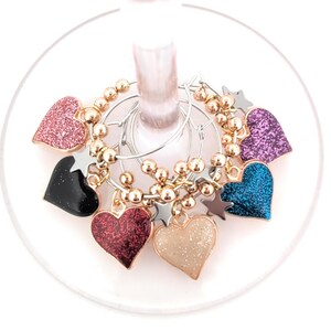 Heart Wine Charms – Easter and Mother's Day Gifts – 6 Pack Party Favors, Wine Glass Markers to Identify Glass