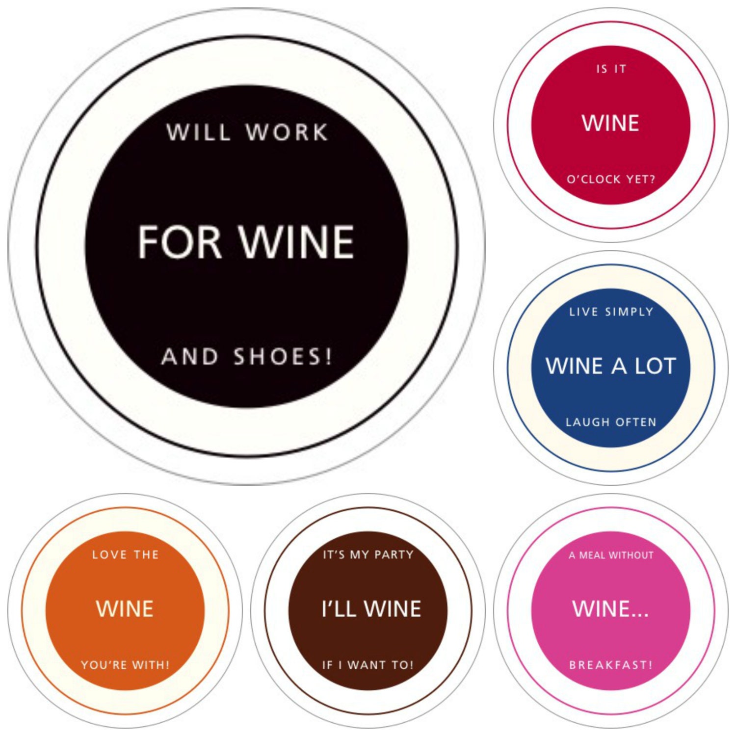 Wine Glass Decals Is It Wine O'Clock? Set Of 6 Reusable Glass Not