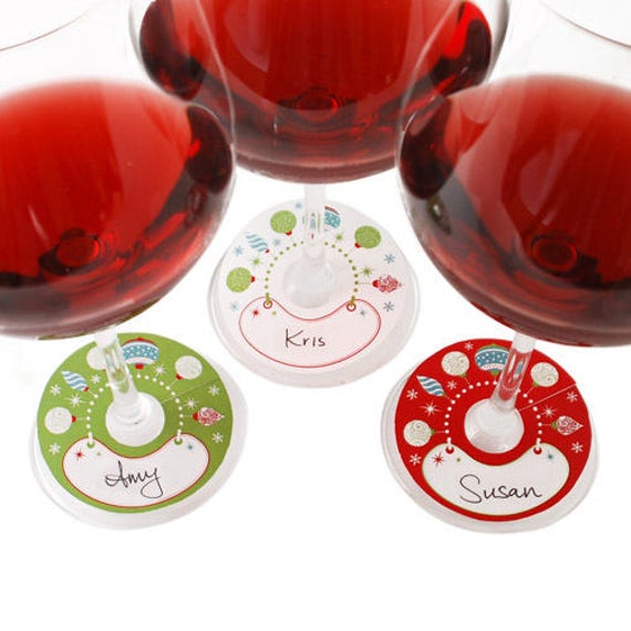 Holiday Glass Tags - Write the name of the glass holder on the tag & tag the glass - 24 Pack (8 Red, 8 Green, 8 White)