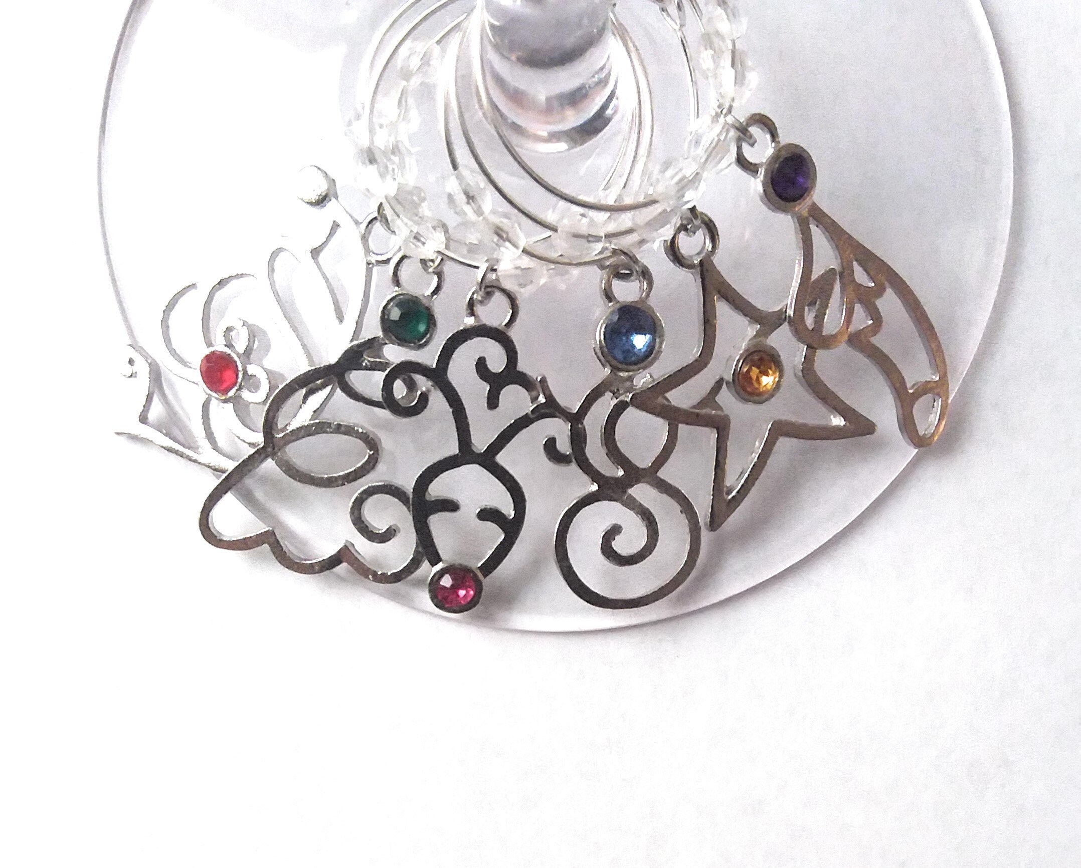 Christmas Wine Glass Charms Holiday Wine Charms Christmas Etsy