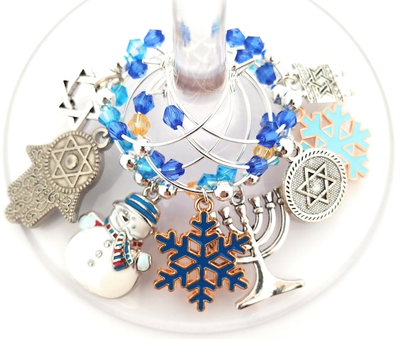 Hanukkah Wine Charms Gift - 8 pack