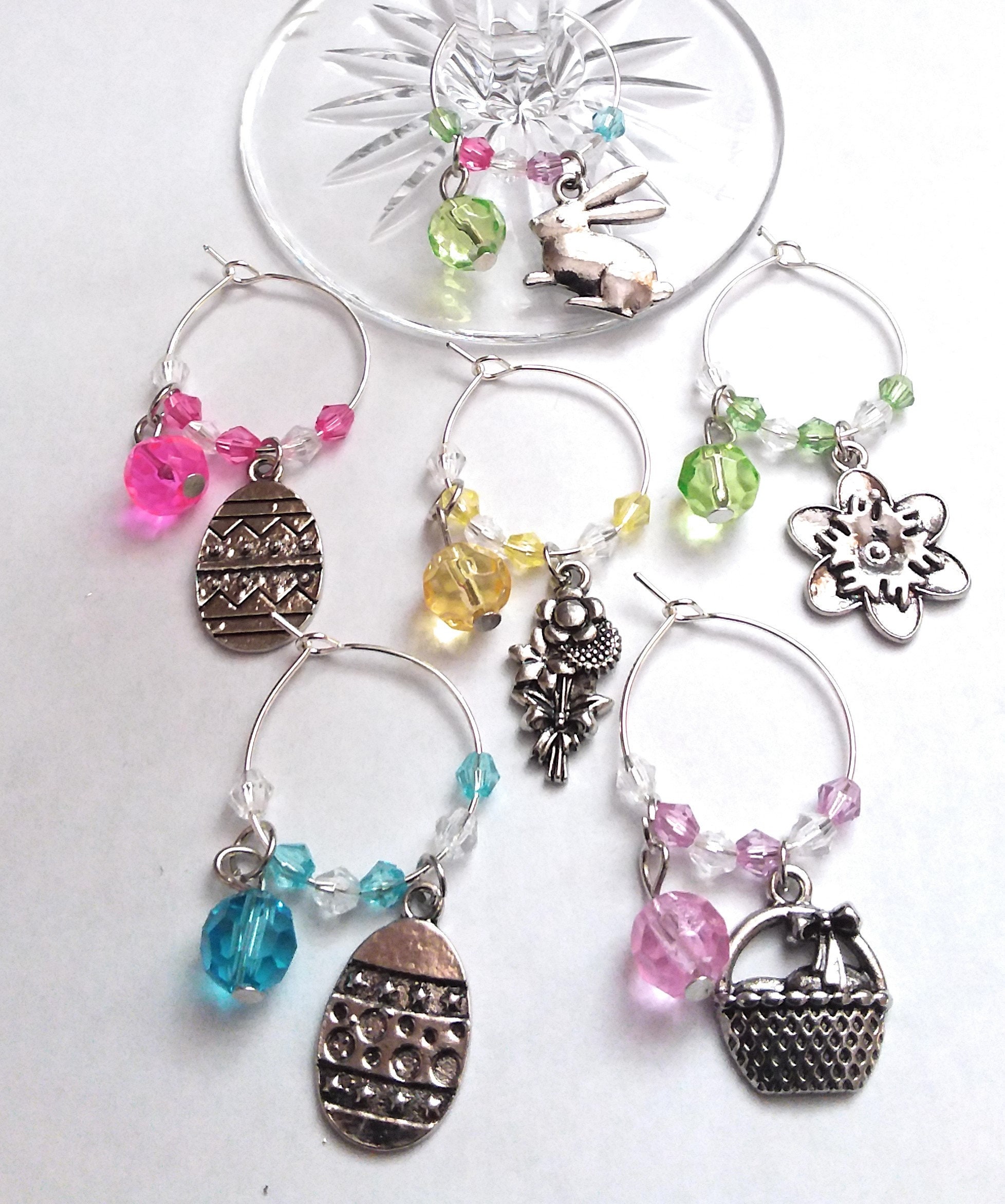 Easter Wine Charms Silver (6 Pack)