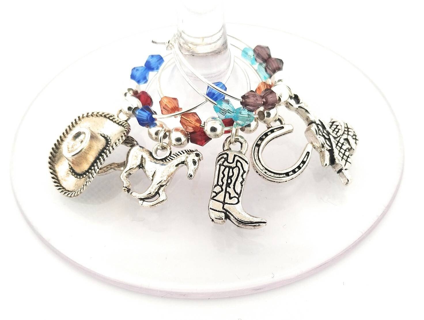 Horse Wine Charms Western Wine Charms Western Gifts Horse Gifts Horse Theme  Gifts Equestrian Housewarming Gift 5 per Set 