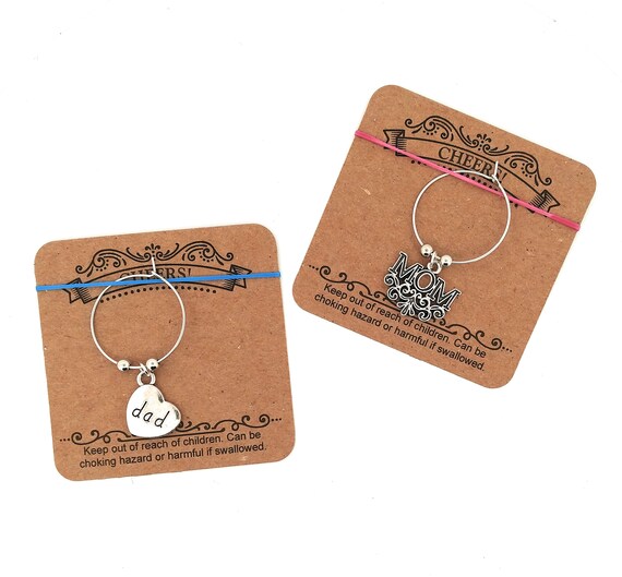 Mom and Dad Wine Charms Set - Party Favor Pack of 2 Ready To Gift To Mom and Dad