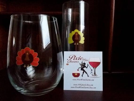 Thanksgiving Glass Decals - Turkeys - Gobble 'Til You Wobble - Thanksgiving Party Supplies 9-Pack