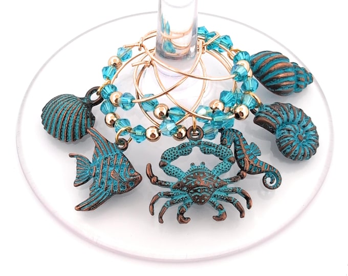 Seashell Wine Charms, 6 Pack