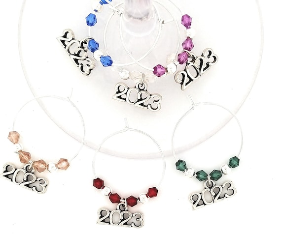 New Years Eve Wine Charms, 2023 - 6 Pack - Party Favor Packaging Option Available