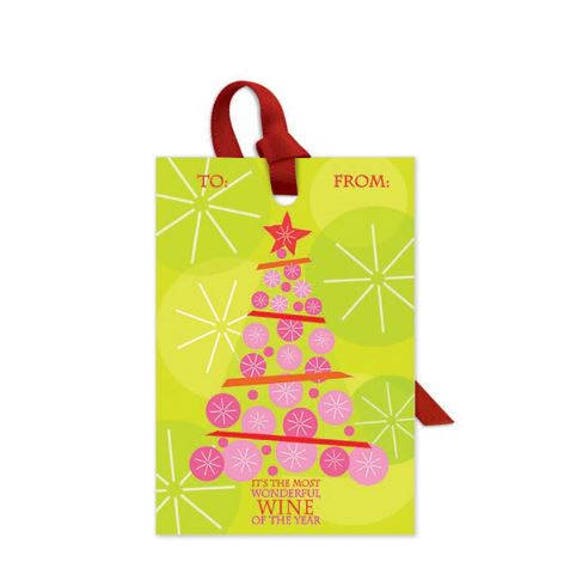 Wine Bottle Gift Tag - It's The Most Wonderful Wine Of The Year, Sold Individually