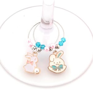 Easter Bunny Wine Charms – Gifts – Glass Markers Set of 6 – Spring Party Favors, Easter Table Decor image 8