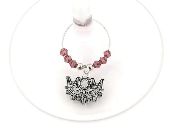 Valentine's Day or Mother's Day Wine Charm Gift For Mom - Choose your bead color, sold individually