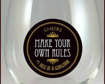 Wine Glass Decals - Rules for the Lady & Gentleman, 2 pack - Glass Not included