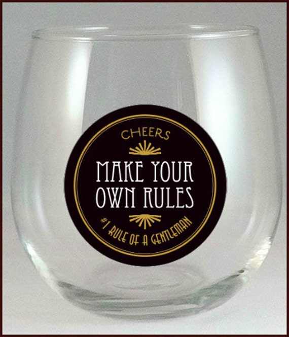 Wine Glass Decals - Rules for the Lady & Gentleman, 2 pack - Glass Not included