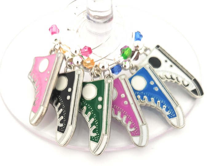 High Top Sneaker Wine Glass Charms - 6 per set