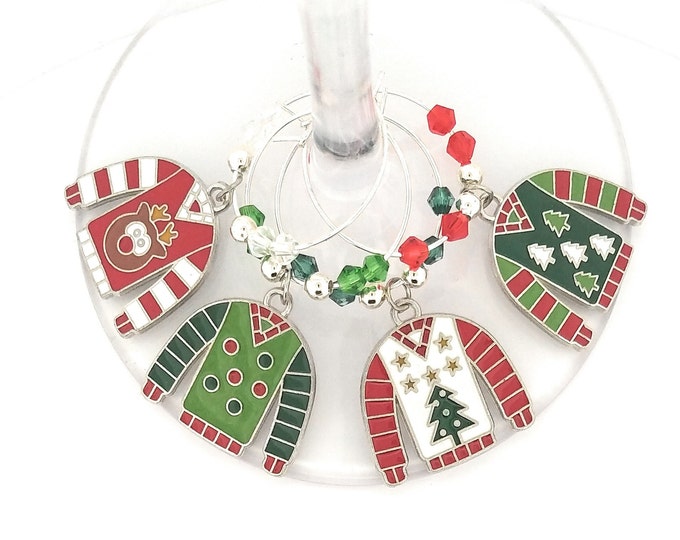 Ugly Sweater Wine Charms - 4/Set