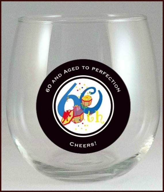 60th Birthday Party Wine Glass Decals Wine Glass Charms 60th Etsy