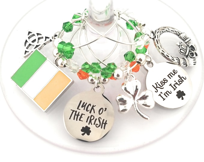 St. Patrick's Day Wine Charms - Irish Flag - 6/pack