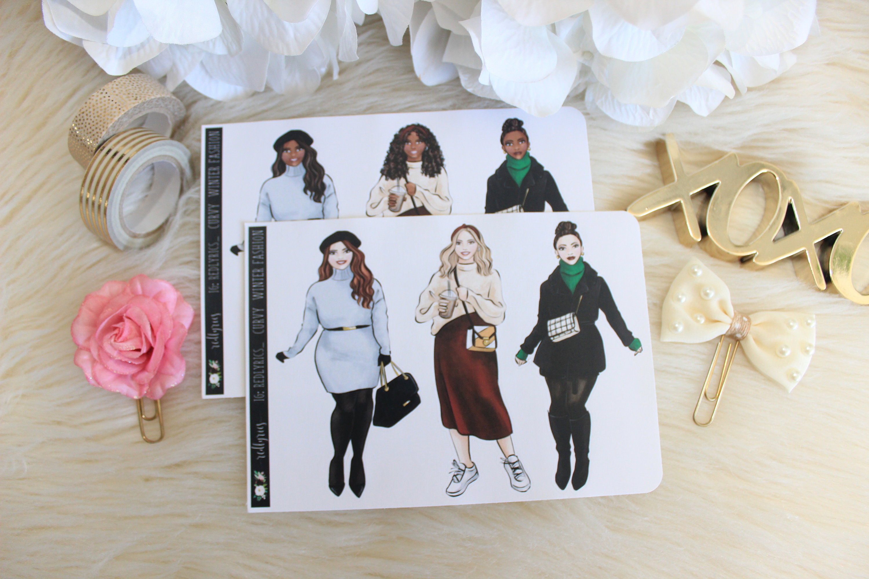 Curvy Winter Fashion, CHOOSE YOUR OPTION, Fashion Stickers